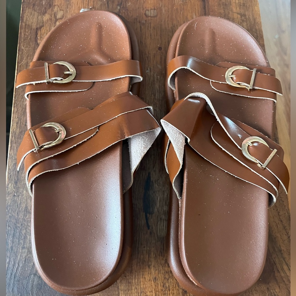 Brown Double Strap Sandals